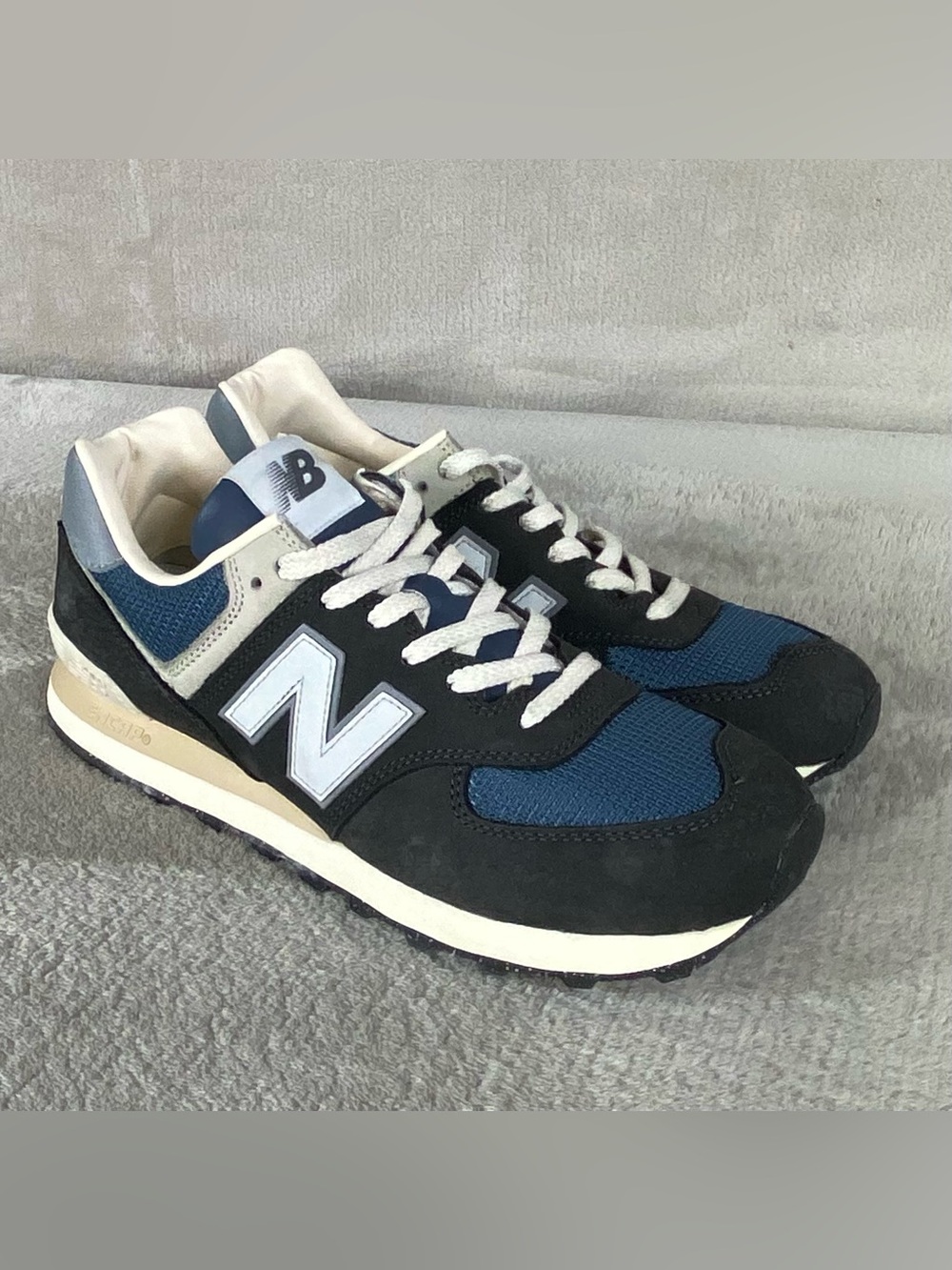 New Balance 574 U574SGG Mens Size 9 Black Cement Suede Running Shoes NEW